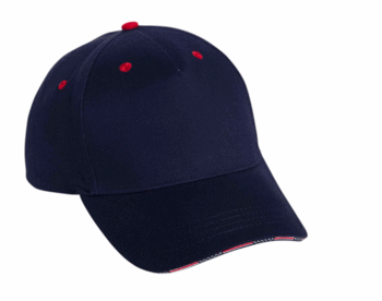 5 Panel Brushed w/Flag Sandwiched Bill - Cap Wholesalers