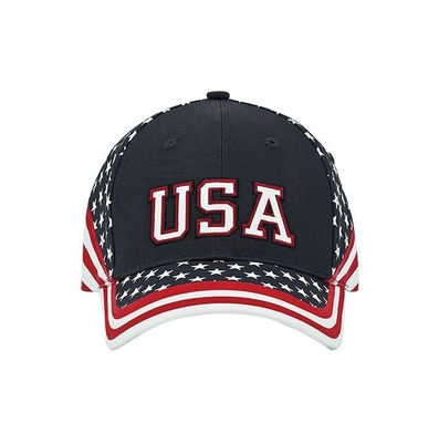 Wholesale Mega Cap: 6 Panel Cotton Twill USA Flag Cap | CapWholesalers