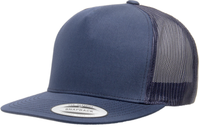 yupoong flat bill trucker hat