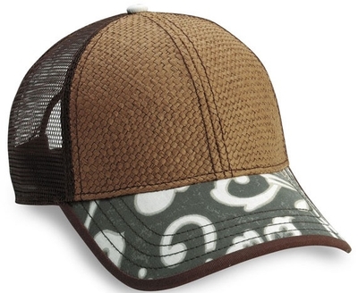 Cobra Caps: Wholesale Cobra Caps 6-Panel Straw Baseball Mesh Back Cap