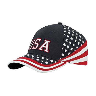Wholesale Mega Cap: 6 Panel Cotton Twill USA Flag Cap | CapWholesalers