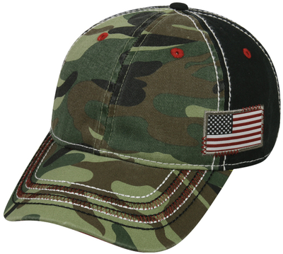 Outdoor Caps: Camo with Flag Cap | Wholesale Blank Caps & Hats