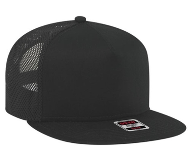 Otto Caps: Wholesale Superior Cotton Twill 5 Panel Flat Visor Poly Mesh Back Hat