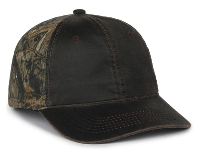 Outdoor 6 Panel Weathered Cotton Camo Cap | Cap Wholesalers