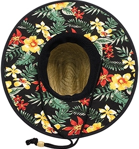 Mega Lifeguard Straw with Floral Underbrim | Wholesale Straw Hats