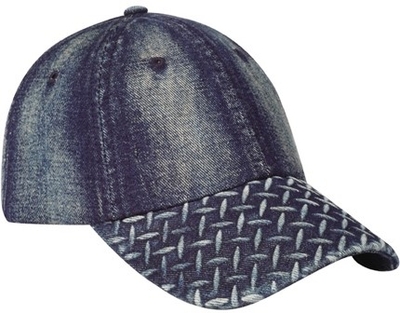 Mega 6 Panel Denim Diamond Plate Embossed | Wholesale 6 Panel Baseball Hats