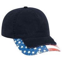 Image Otto-US Flag Pattern Distressed Visor Garment Washed Cotton Twill