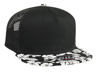 Image Otto- Hawaiian Pattern Flat Visor Pro Style Mesh Back Snapback Cap