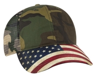 Image Otto American Flag Visor Garment Washed Superior Soft Mesh Back