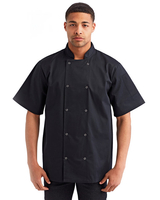Image AlphaBroder Reprime Unisex Studded Front Short Sleeve Chef's Coat
